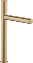 Смеситель для раковины/умывальника Axor Uno 260, однорычажный, с рукояткой zero, фиксированный излив, длина излива 19,8 см, керамический, латунь, цвет шлифованная бронза, с незапираемым сливным набором