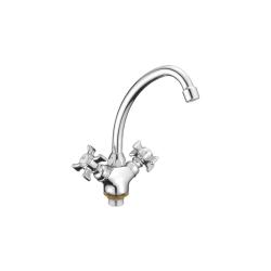 Смеситель для кухни/мойки Accoona, двухвентильный, поворотный, керамический, длина излива 180 мм, латунь, цвет хром