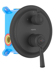 Смеситель для ванны/душа Aquatek Классик настенный, однорычажный, встраиваемый, 2 режима, без излива, латунь, цвет черный матовый