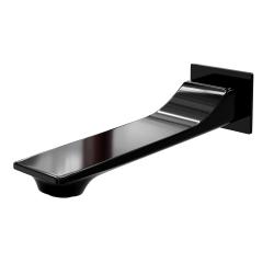 Излив WasserKRAFT Glan, для ванны, настенный, латунь, цвет: черный, с аэратором, l-образный, длина излива 182 мм, встраиваемый/встроенный, для смесителя/ванны/ванной/душевой, без смесителя, фиксированный