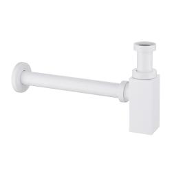 Сифон для умывальника ABBER RECHTECK бутылочный без выпуска, с накидной гайкой 1 1/4" DN32 квадратный, латунь, белый матовый AF0031W