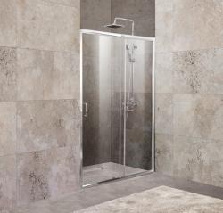 Душевая дверь BelBagno Unique, 135х190 см, прозрачное стекло/профиль хром, в нишу, универсальная установка, закаленное стекло, раздвижная