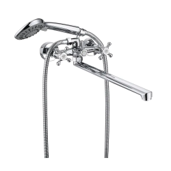 Смеситель для ванны/душа VIEIR настенный, двухвентильный, поворотный, латунный, длина излива 350 мм, латунь, цвет хром