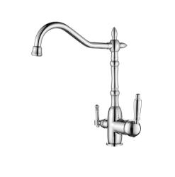 Смеситель для кухни/мойки Accoona, с подключением к фильтру с питьевой водой, однорычажный, поворотный, керамический, длина излива 235 мм, латунь, цвет хром