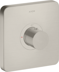 Смеситель для душа Axor ShowerSelect HighFlow softsquare, термостатический, скрытого монтажа, 1 потребитель, настенный, без излива/шланга/лейки, квадратный, латунный, цвет под сталь, с термостатом