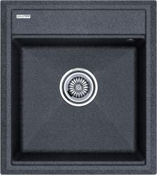 Мойка кухонная Paulmark Stepia-460, 46х51 см, врезная, кварцевый композит, прямоугольная, цвет графит, без отверстия под смеситель, слив-перелив, врезная в столещницу