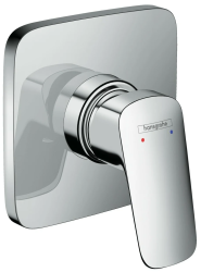 Смеситель для душа Hansgrohe Logis однорычажный, скрытого монтажа, керамический, настенный/встраиваемый, квадратный, без излива, без шланга/лейки, латунь, цвет хром