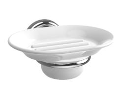 Мыльница ROCA Carmen подвесная, латунь/керамика, форма округлая, для мыла в ванную/туалет/душевую кабину, цвет хром/белый 817005001