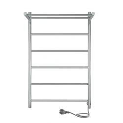 Полотенцесушитель 800х500 мм Indigo Line LСLE80-50PR с полкой,  электрический, универсальное подкл, из нержавеющей стали, форма лесенка, настенный, цвет хром, для ванны, вертикальный