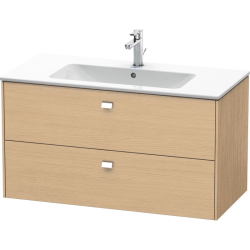 Тумба c раковиной Duravit Brioso, 100х48х70,1 см, напольная, 2 выдвижных ящика, ДСП, цвет: натуральный дуб/хром /Vero Air, мебельная, прямоугольная, цвет белый, фарфоровая, 1 отверстие под смеситель, без перелива