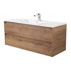 Тумба под раковину BelBagno Kraf 120, 121х46х51 см, подвесная, 2 выкатных ящика, ЛДСП, цвет: дуб табак, шкафчик навесной, механизм доводчика, прямоугольная