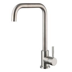 Смеситель для кухни/мойки Olives BALEAR 13435-2BL однорычажный, поворотный, керамический картридж, высокий, длина излива 201 мм, нержавеющая сталь, цвет нержавеющая сталь