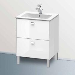 Тумба под раковину Duravit Brioso, 62х47,9х68,3 см, напольная, цвет: белый глянец/хром, 2 выдвижных ящика, ДСП, прямоугольная, левая/правая, в ванную комнату