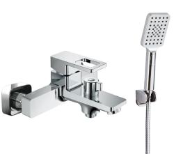 Смеситель для ванны/душа VIEIR, настенный, однорычажный, неповоротный, керамический, длина излива 166 мм, латунь, цвет хром