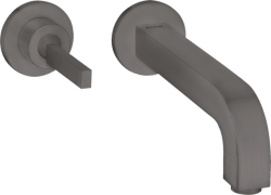 Смеситель для раковины Axor Citterio, однорычажный с тонкой рукояткой, настенный/встраиваемый, скрытого монтажа, фиксированный излив, длина излива 22 см, керамический, латунь, цвет шлифованный черный хром, с отдельными розетками