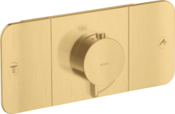 Смеситель для душа Axor One, термостатический, скрытого монтажа, 2 потребитель, настенный, без излива/шланга/лейки, прямоугольный, латунный, цвет шлифованное золото, с термостатом