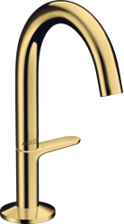 Смеситель для раковины/умывальника Axor One Select 140, однорычажный, фиксированный излив, длина излива 12,2 см, керамический, латунь, цвет полированное золото, со сливным клапаном Push-Open