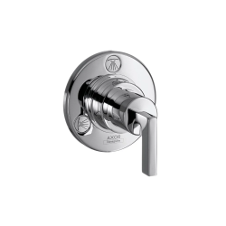 Вентиль Axor Starck Trio/Quattro 3/4" запорный/переключающий, скрытого монтажа, круглый, латунь, цвет: шлифованный черный хром, керамический, встраеваемый/встроенный, для ванны/душа