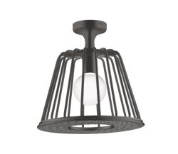 Верхний душ AXOR LampShower/Nendo 275 1jet, с потолочным подсоединением, потолочный монтаж, круглый, с 1 режимом, размер 27,5 см, металлический, цвет: шлифованный черный хром, со встроенным освещением, для душа/ванной
