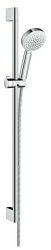 Душевой гарнитур Hansgrohe Crometta 100 Vario Unica, высота 90 см, комплект: ручной душ/душевая штанга/шланг для душа/ползунок, пластиковый/латунный, цвет хром/белый, наружного монтажа, настенный, для душа/ванной