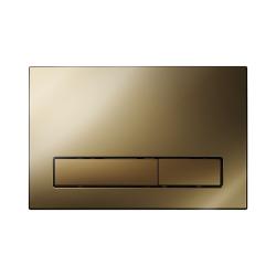 Кнопка смыва KK-POL M16, прямоугольная, цвет бронзовое золото глянец, пластик, клавиша управления для сливного бачка, инсталляции унитаза, двойная, механическая, панель, универсальная, размер 15х22х1,3 см
