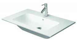 Раковина DURAVIT ME by Starck, 83х49х18 см, подвесная, прямоугольная, санфарфор, цвет белый шелковисто-матовый, с 2 отверстиями под смеситель, слив/перелив