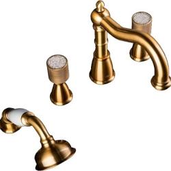 Смеситель для ванны/душа Boheme Royal Cristal, двухвентильный, на борт ванны, керамический, поворотный, длина излива 170 мм, латунь, цвет золото