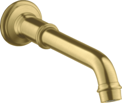 Излив для ванны Axor Montreux, без переключателя на душ, настенный, неповоротный, латунь, цвет: шлифованная медь, округлый, длина излива 16,6-22 см, встраиваемый/встроенный, для смесителя/ванны/ванной/душевой, без смесителя