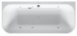 Ванна Duravit Happy D.2 180х80 см гидромассажная, пристенная, акриловая, цвет: белый, с рамой/сливом-переливом/фронтальной панелью, прямоугольная, с системой гидромассажа Combi-System E, с двумя наклонами для спины