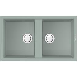 Мойка кухонная Omoikiri Kitagawa 86-2-WG, две чаши, 51х86 см, врезная, из керамики (Artceramic), прямоугольная, цвет зеленый ветер, без отверстия под смеситель, без крыла, слив-перелив, врезная в столещницу, для кухни