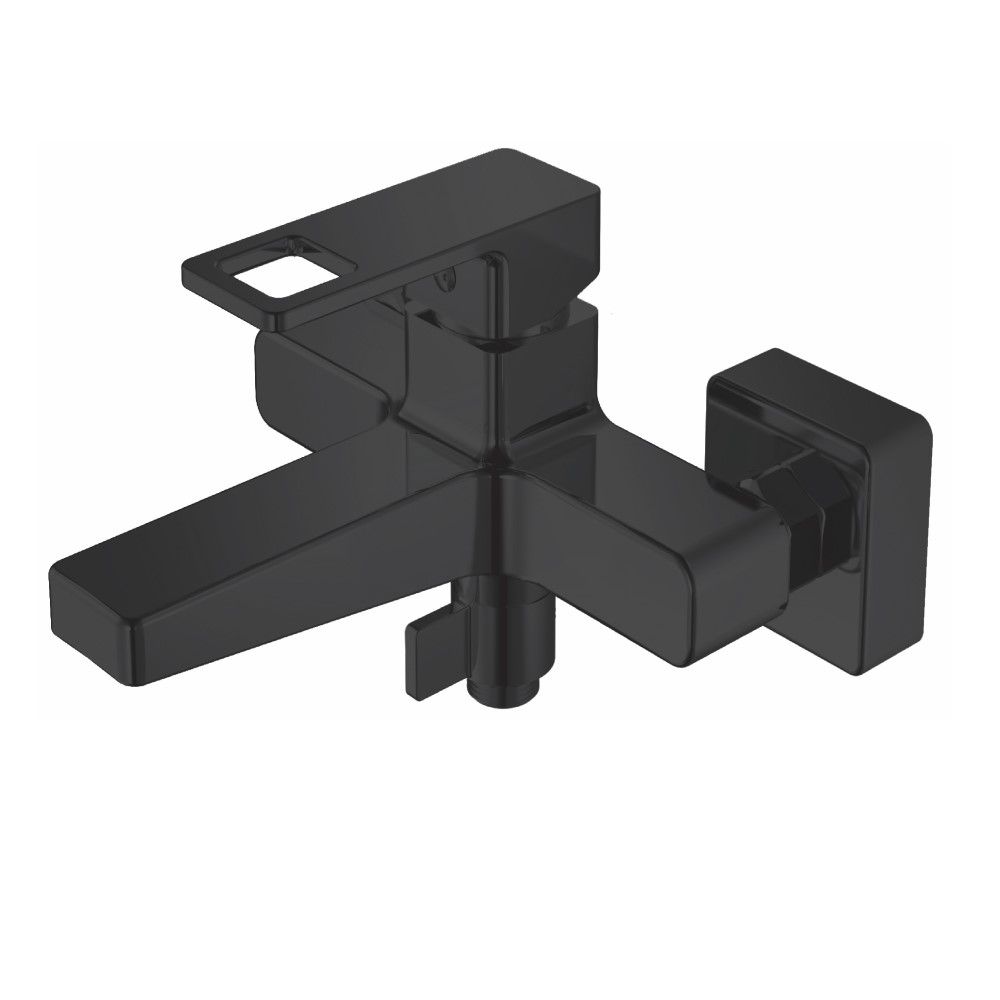 Смеситель для ванны/душа HAIBA однозахватный, хромированный, настенный, излив литой 204 мм, неповоротный, латунь, цвет черный