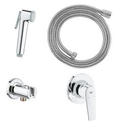 Смеситель с гигиеническим душем Grohe BauFlow встраиваемый, однорычажный, без излива, с гибким шлангом/лейкой, латунь, цвет хром 29328000