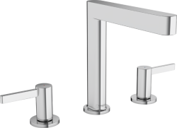 Смеситель для раковины Hansgrohe Finoris 160 на 3 отверстия, двухвентильный, фиксированный излив, длина 16,9 см, керамический, латунь, цвет хром, со сливным клапаном Push-Open