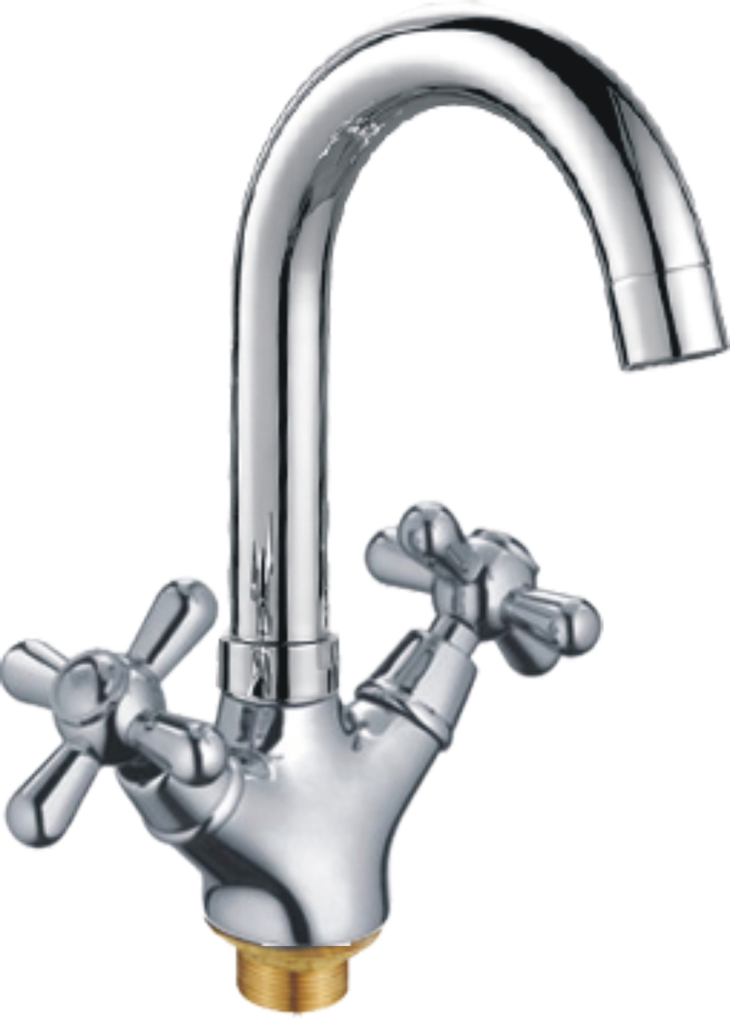 Смеситель для кухни/мойки HAIBA двухвентильный, поворотный, латунный, длина 196 мм, латунь, цвет хром