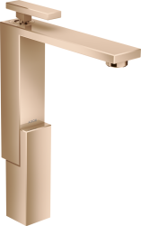 Смеситель для раковины/умывальника Axor Edge 280, однорычажный, фиксированный излив, длина излива 18 см, керамический, латунь, цвет полированное красное золото, со сливным клапаном Push-Open