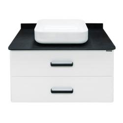 Тумба с раковиной Comforty Амстердам 95, 95х64,5х50 см, подвесная, 2 выдвижных ящика, ЛДСП/МДФ, прямоугольная, цвет- белый/черный матовый/раковина COMFORTY T-Y9378, прямоугольная, цвет белый, накладная