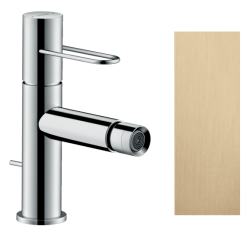 Смеситель для биде Axor Uno однорычажный, керамический, фиксированный излив, длина 12,4 см, латунь, цвет шлифованная бронза, без шланга/лейки, с донным клапаном