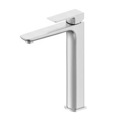 Смеситель для раковины/умывальника Oliveeka D Line высокий, однорычажный, неповоротный, фиксированный, длина излива 180 мм, латунь, цвет никель матовый