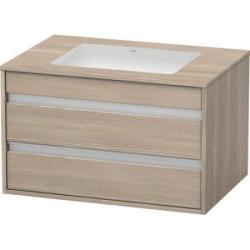 Тумба под раковину для консоли/столешницы Duravit Ketho 80х55х49,6 см, подвесная, ДСП, цвет: сосна серебристая, 2 выдвижных ящика, для встраиваемой сверху раковины, прямоугольная