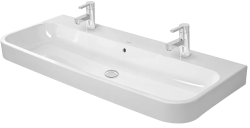 Раковина DURAVIT ME by Starck WonderGliss 123х49х18 см, подвесная, прямоугольная, санфарфор, цвет белый, с 2 отверстиями под 2 смесителя, антигрязевое покрытие, слив/перелив