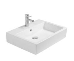 Раковина DURAVIT Vero WonderGliss, 50х47х13 см, накладная, прямоугольная, санфарфор, цвет белый, 1 отверстие под смеситель, антигрязевое покрытие, слив/перелив