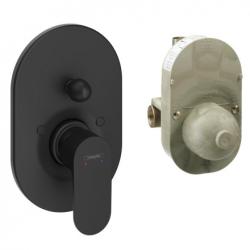 Смеситель для ванны Hansgrohe Rebris S скрытого монтажа, настенный/встраиваемый, однорычажный, латунный, без излива, керамический, овальный, цвет матовый черный, без душевого шланга/лейки, в комплекте со скрытой частью