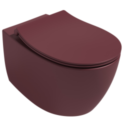 Унитаз подвесной ISVEA Sentimenti Neo, 363х510х400 мм, цвет: бордовый матовый, горизонтальный (в стену) выпуск, без сиденья, безободковый, антивсплеск, под скрытый бачок