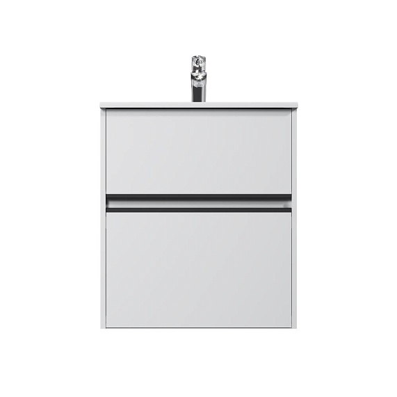Тумба под раковину AM.PM Sense 60, 600x465x685 мм, подвесная/напольная, цвет белый глянец/черная ручка, 2 выдвижных ящика, под раковину/умывальник, прямоугольная, универсальная