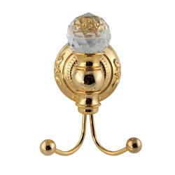 Крючок Migliore Cristalia, с кристаллом Swarovski, двойной, настенный, латунь, форма округлая, для полотенца в ванную/туалет/душевую кабину, цвет золото