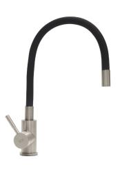 Смеситель для кухни/мойки Ukinox UM2106 SS BL однорычажный, поворотный/гибкий, керамический, длина излива 200 мм, нержавеющая сталь, цвет нержавеющая сталь/черный