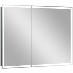 Зеркальный шкаф Континент "Allure Led", 100х80 см, подвесной, с LED/ЛЕД-подсветкой, выключатель: инфракрасный, цвет белый, зеркало, 2 распашные дверцы, прямоугольный