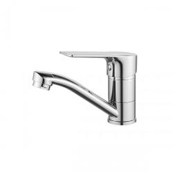 Смеситель для раковины/умывальника Rossinka, однорычажный, поворотный, керамический, длина излива 132 мм, латунь, цвет хром