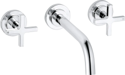 Смеситель для раковины/умывальника KLUDI NOVA FONTE Classic настенный, двухвентильный, неповоротный, длина излива 180 мм, латунь, цвет хром