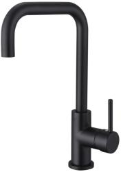 Смеситель для кухни/мойки Aquatek Вега однорычажный, поворотный, латунный, Г-излив, длина излива 206 мм, цвет черный матовый